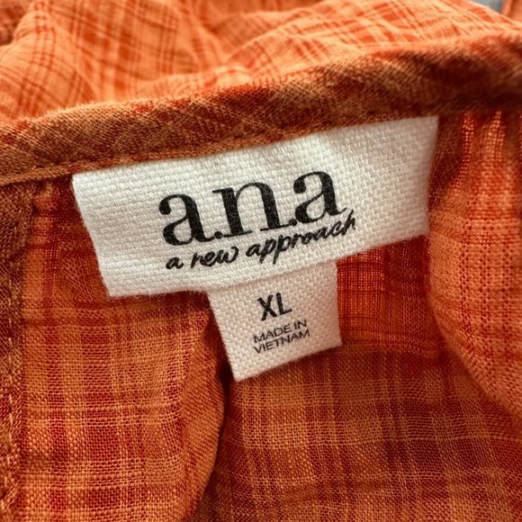 New! a.n.a a new approach Blouse XL Top Relaxed Fit 3/4th Sleeves Bombay Brown‎ - Picture 2 of 12